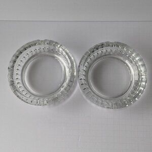 Vintage Ravenhead Glass Co 4-Slot Ashtray Heavy Glass England 6" Diameter 2 pcs